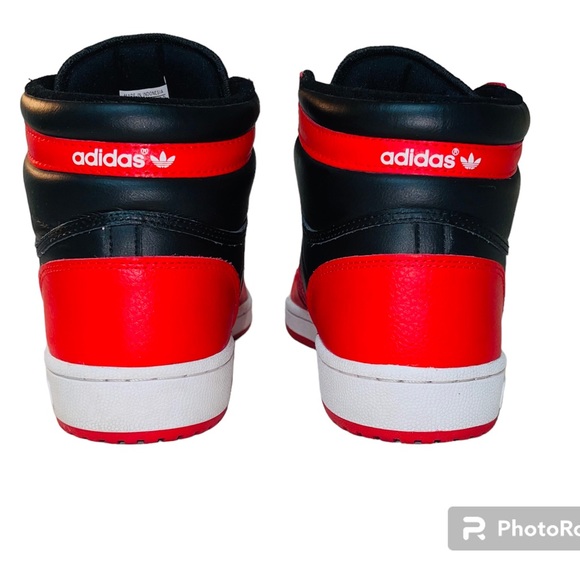 ADIDAS ORIGINALS TOP TEN RB BLACK AND RED MENS 13 HI TOP SNEAKERS - Picture 4 of 7
